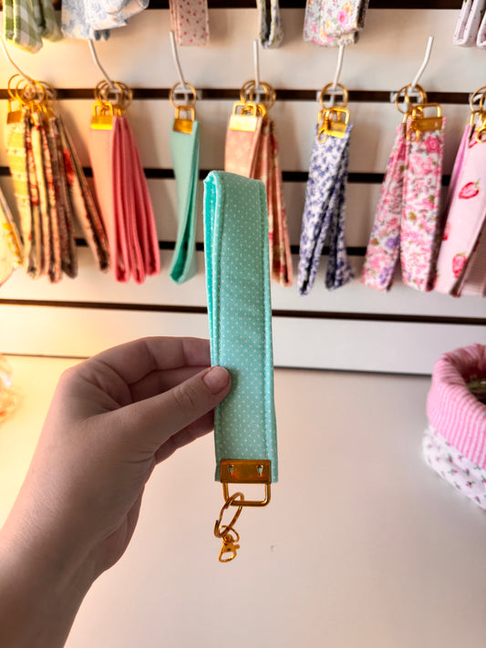 Dots on Mint Wristlet