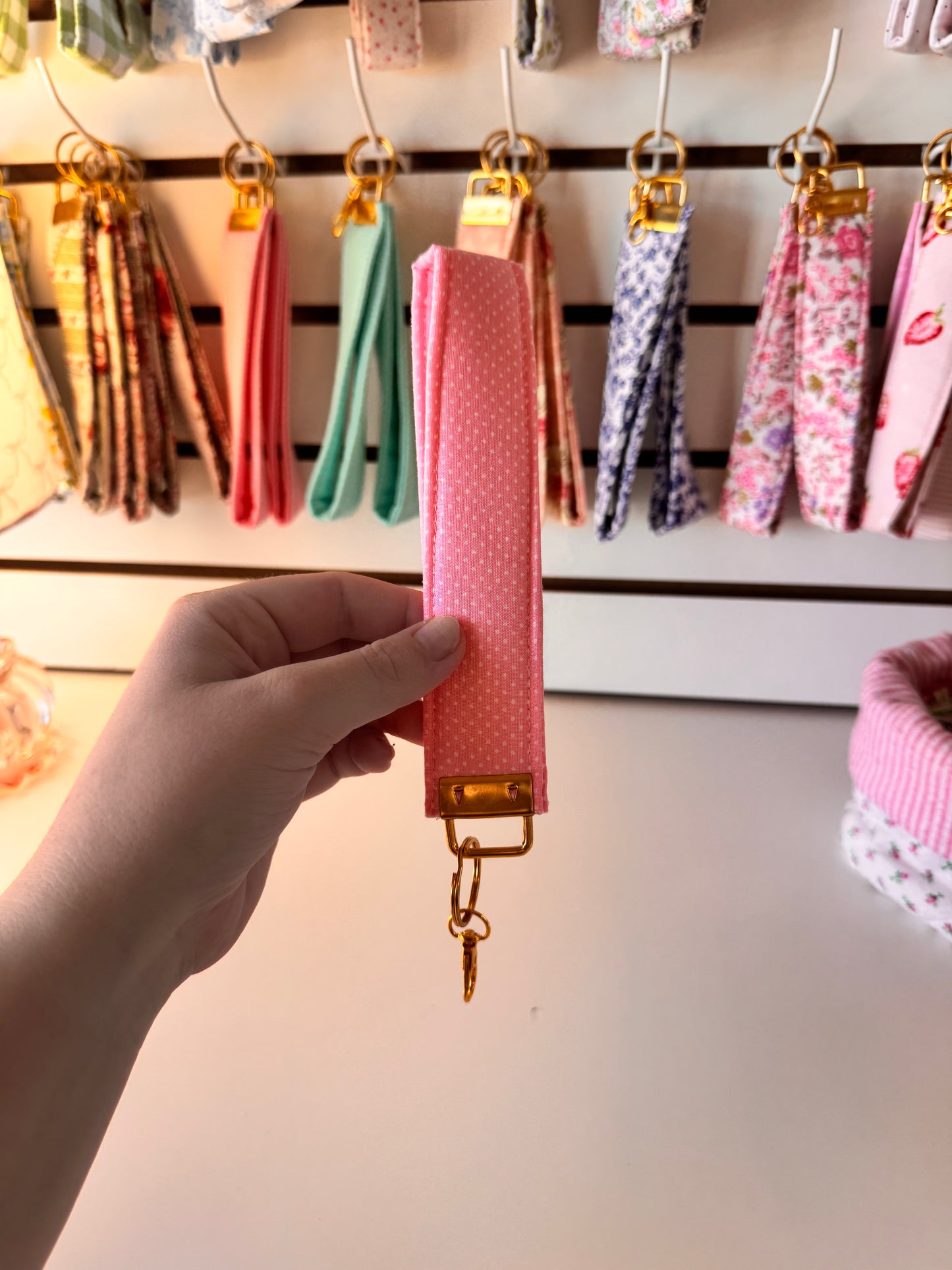 Dots on Pink Wristlet