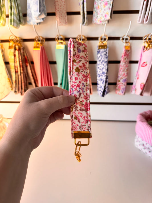 Pink Floral Wristlet