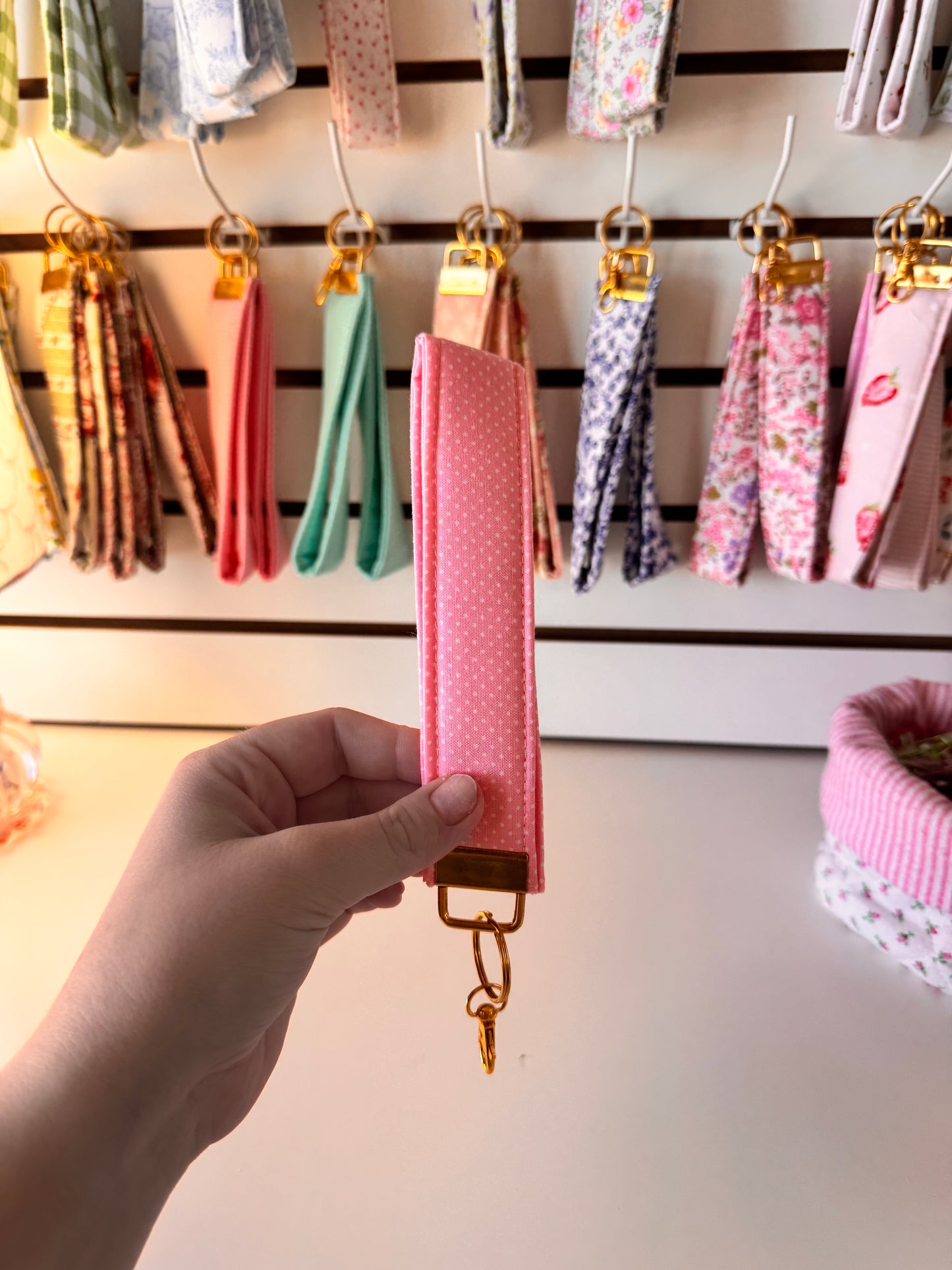 Dots on Pink Wristlet