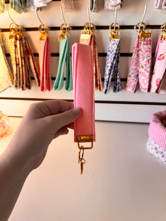 Dots on Pink Wristlet