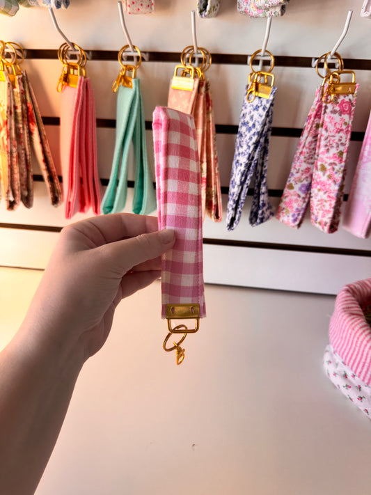Pink Gingham Wristlet