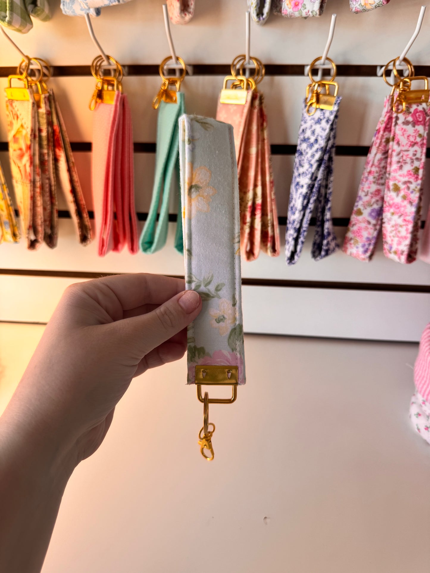 Mint Flowers Wristlet