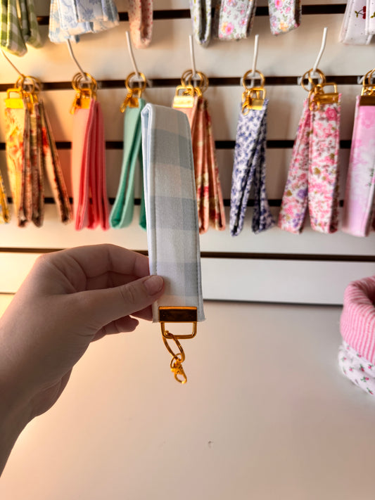 Blue Gingham Wristlet