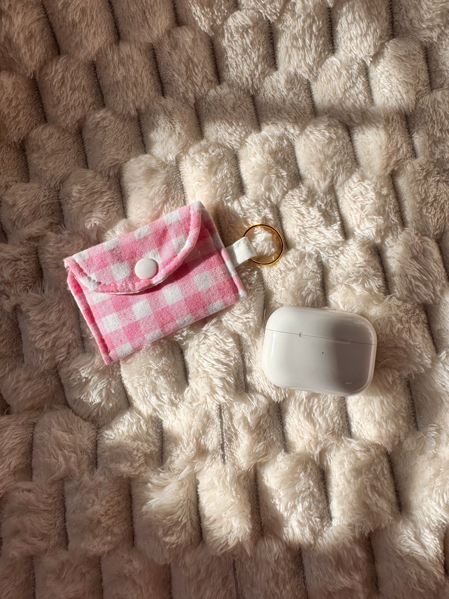 Pink Gingham AirPods Case