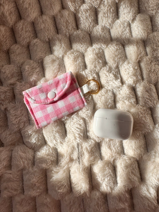 Pink Gingham AirPods Case