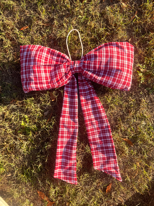 Red Plad Christmas Big Bow