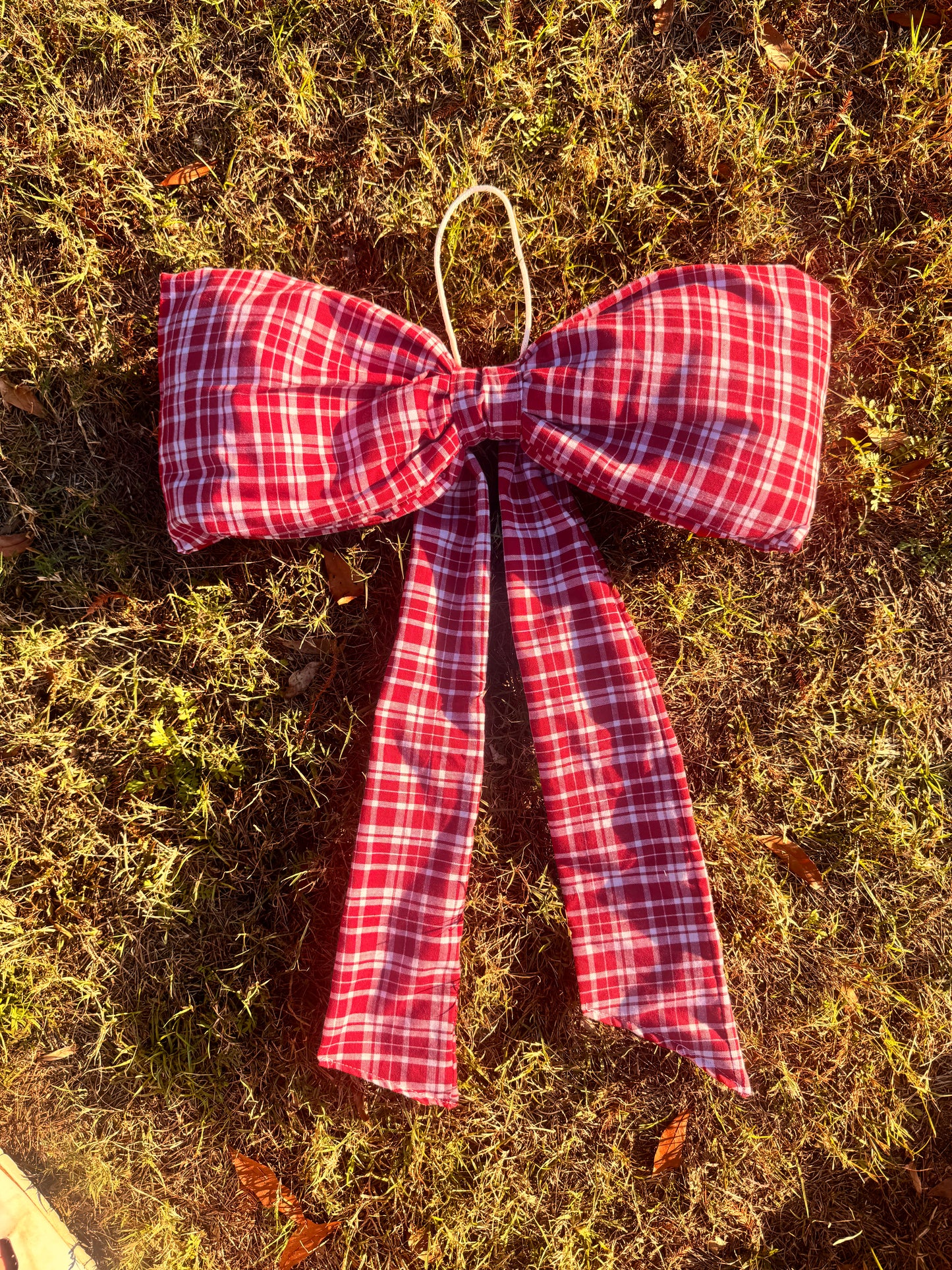 Red Plad Christmas Big Bow