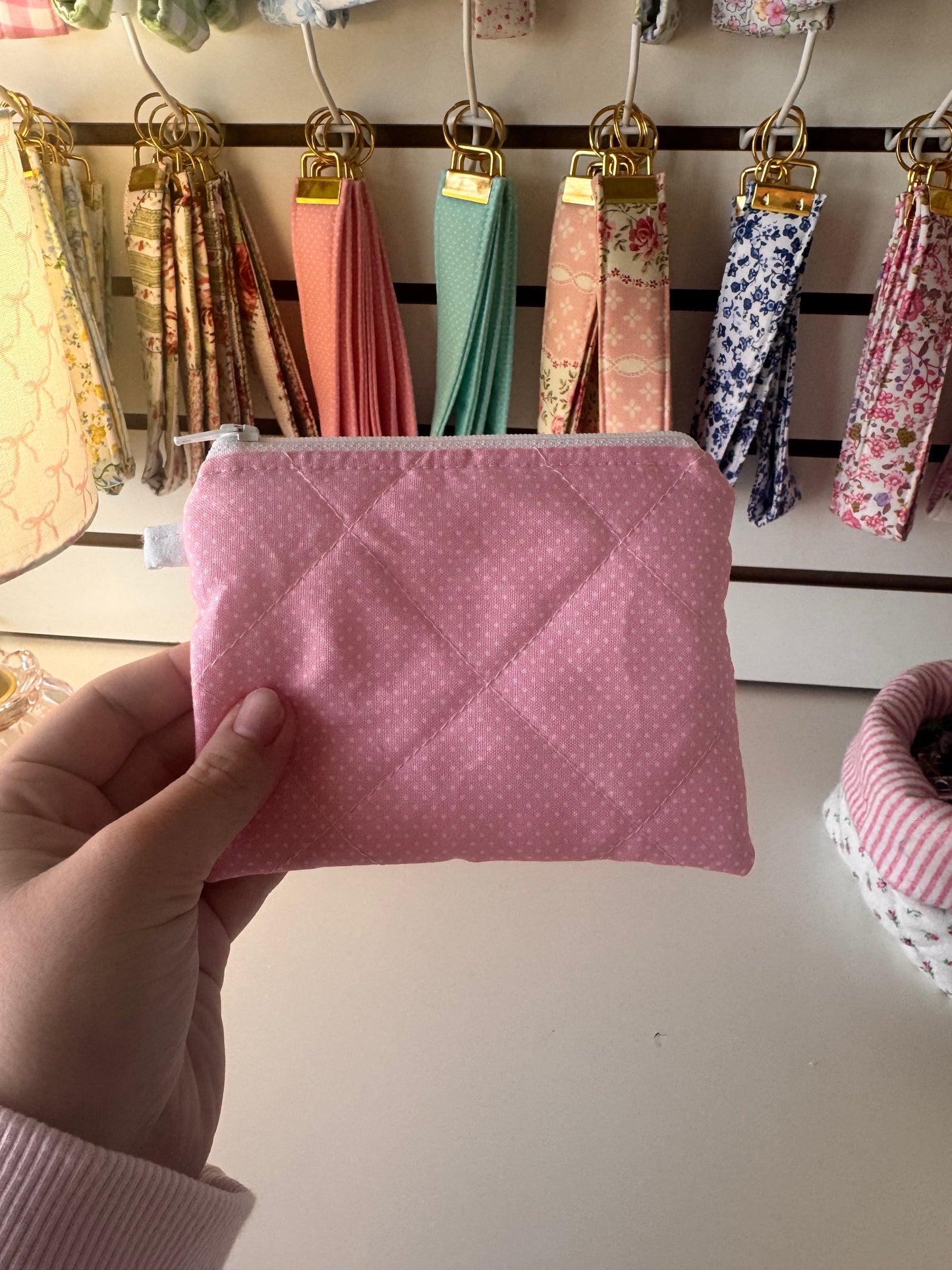White Dots on Pink Wallet