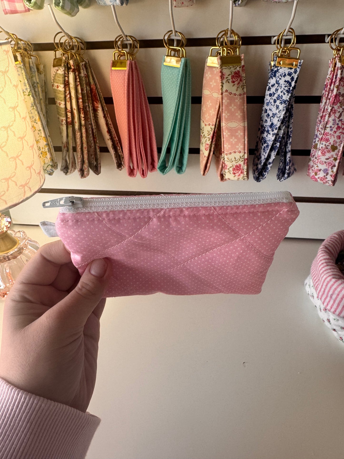 White Dots on Pink Wallet